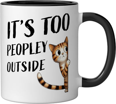 Taza cerámica para gato introvertido Dicen que afuera hay demasiada gente