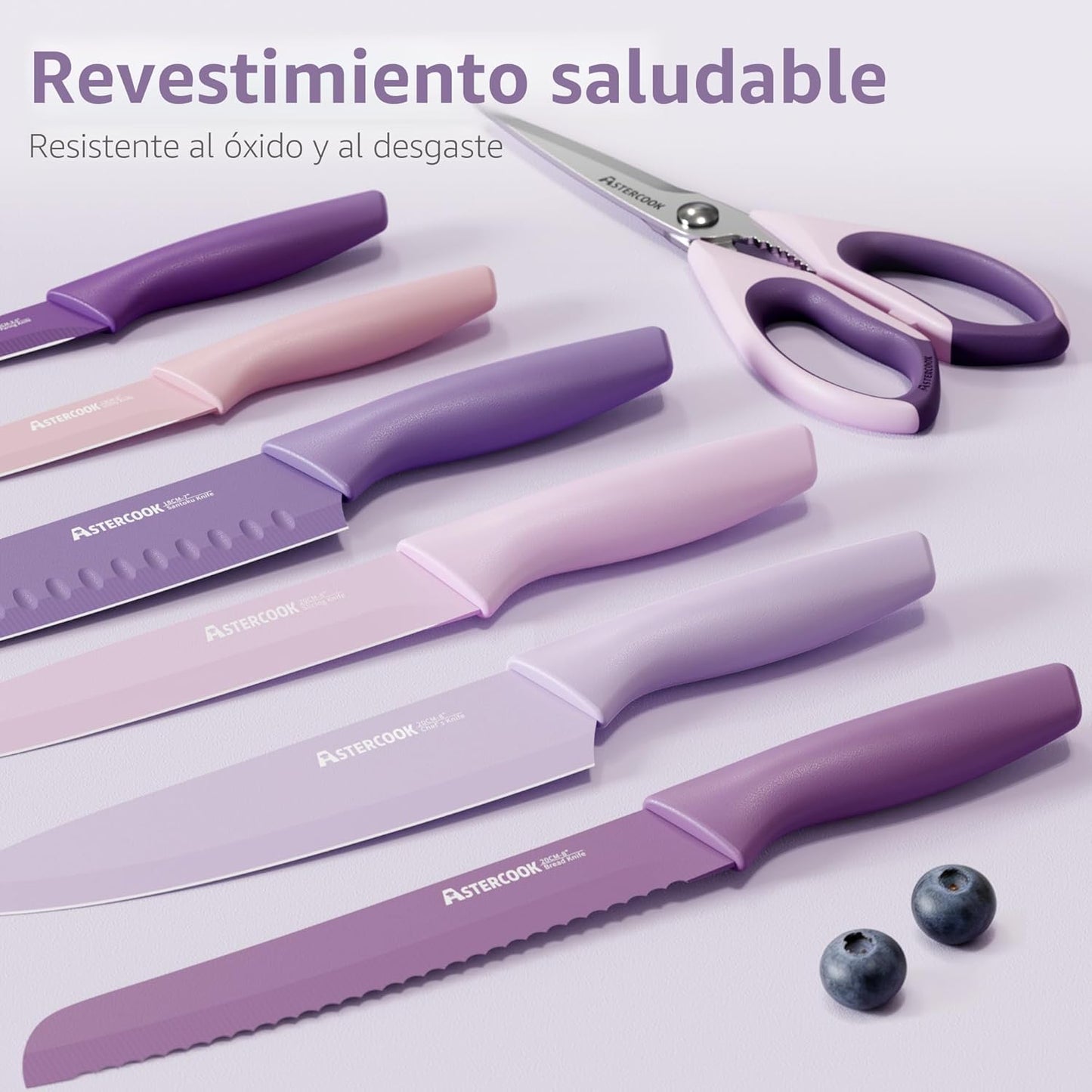 Juego de cuchillos de cocina de 13 piezas con revestimiento antioxidante