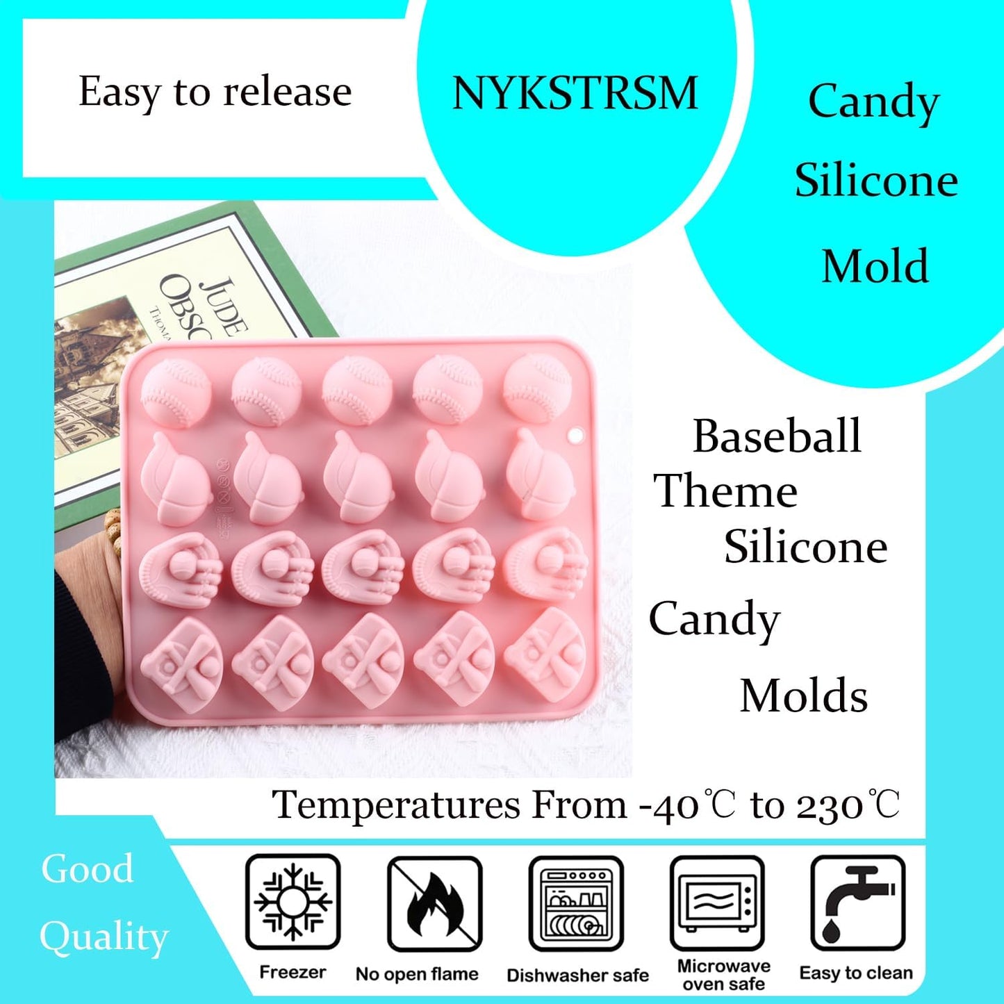 Moldes silicona dulces béisbol 20 cavidades para cupcakes