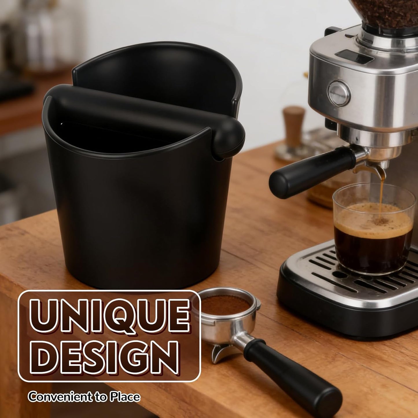 Caja de café para expreso con barra extraíble y base antideslizante