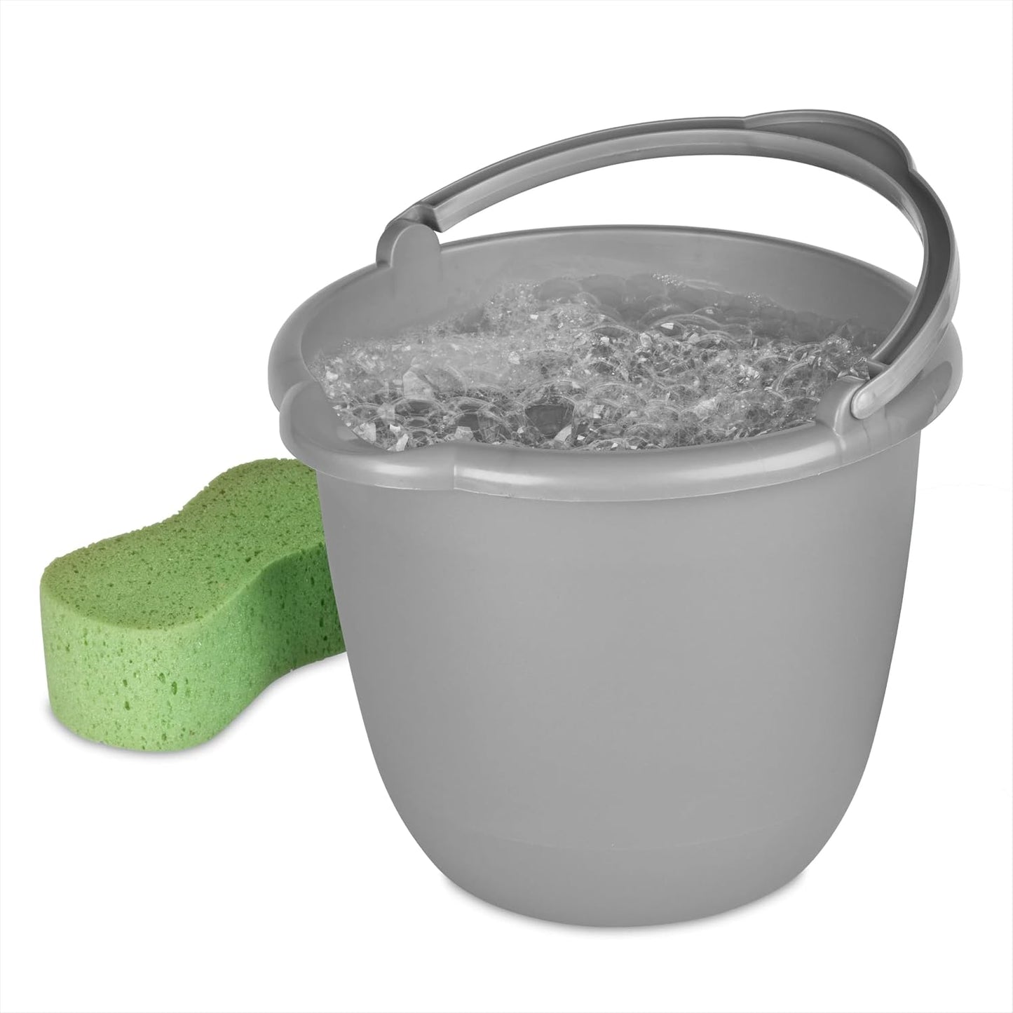 Cubo titanio 10qt plástico gris boquilla mango limpieza jardinería