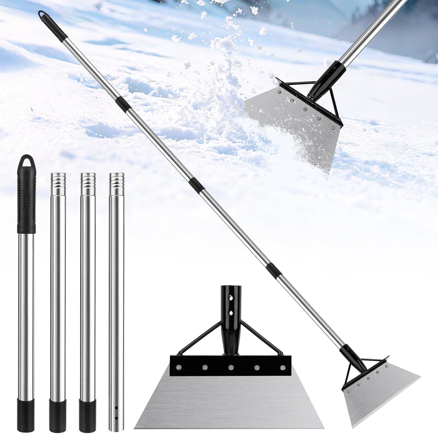 Pala plana jardinera 59pulg multifuncional mango ajustable