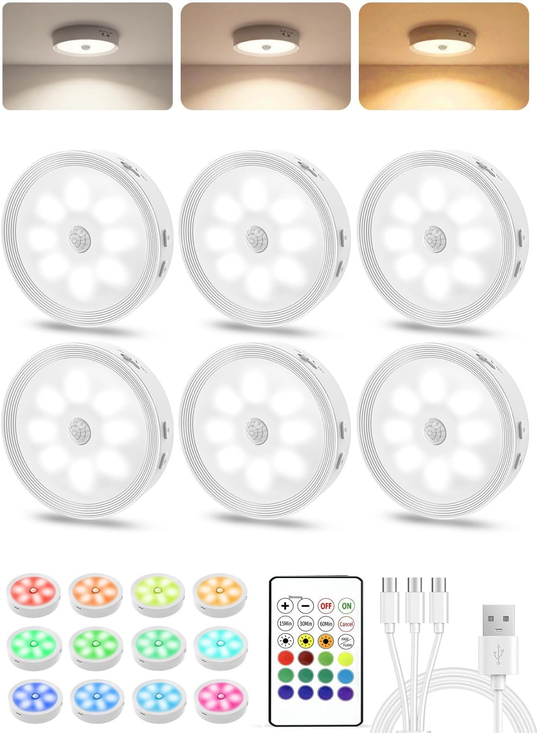Luces LED adhesivas sensor movimiento gabinete