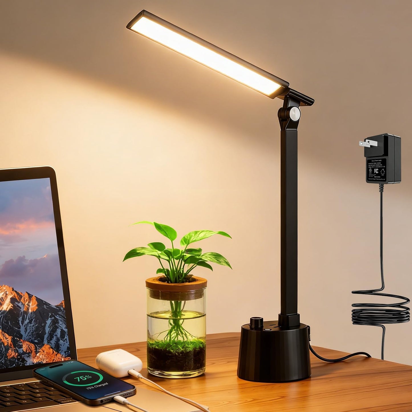 Lámpara escritorio LED con USB 5 colores atenuación