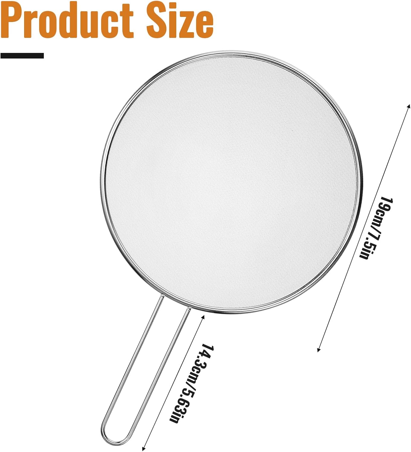 Protector grasa acero inox 7.5pulg malla fina mango comodo