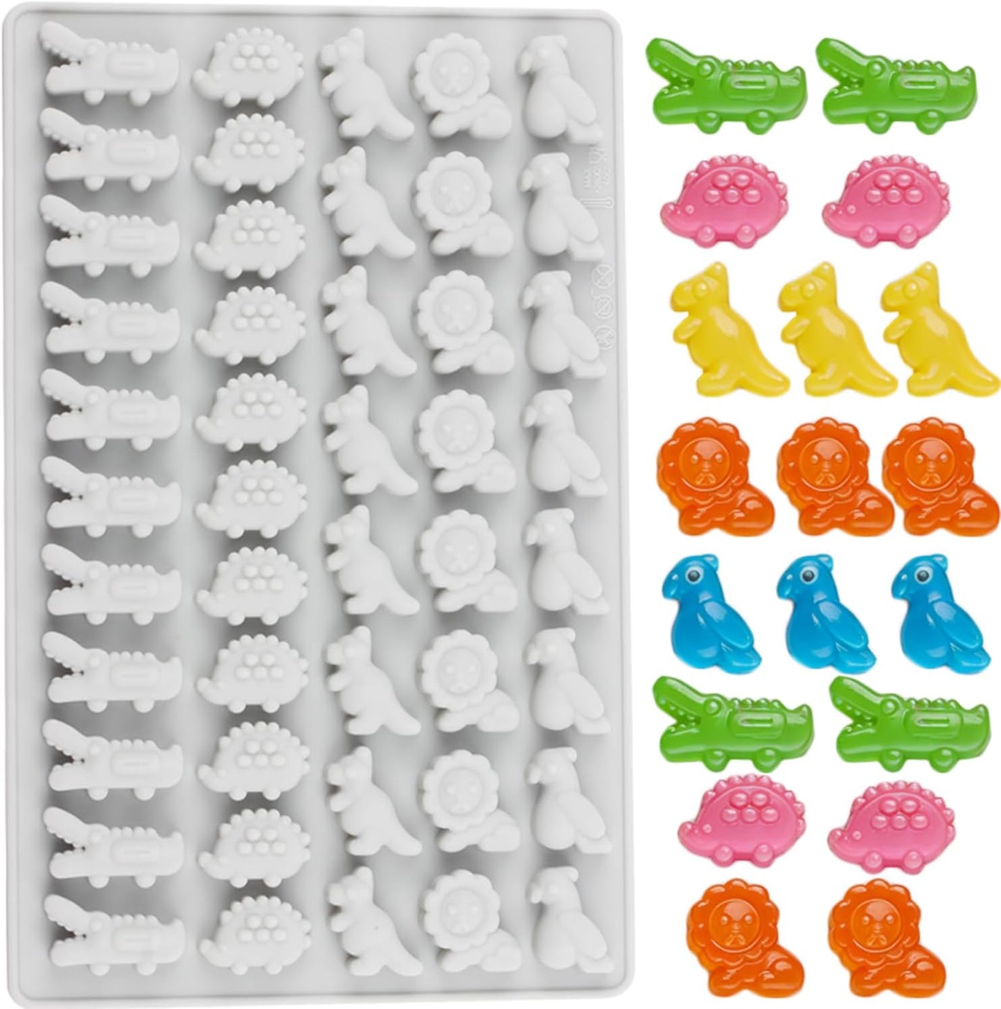Moldes de silicona para dulces con 46 cavidades pájaro león canguro erizo cocodrilo