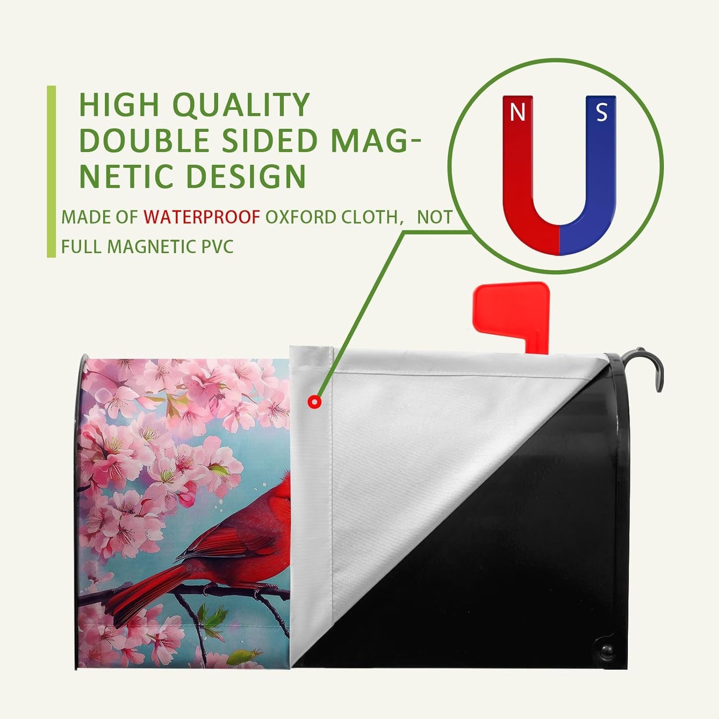 Funda magnética para buzón 25.5x21pulg diseño flores y pájaros
