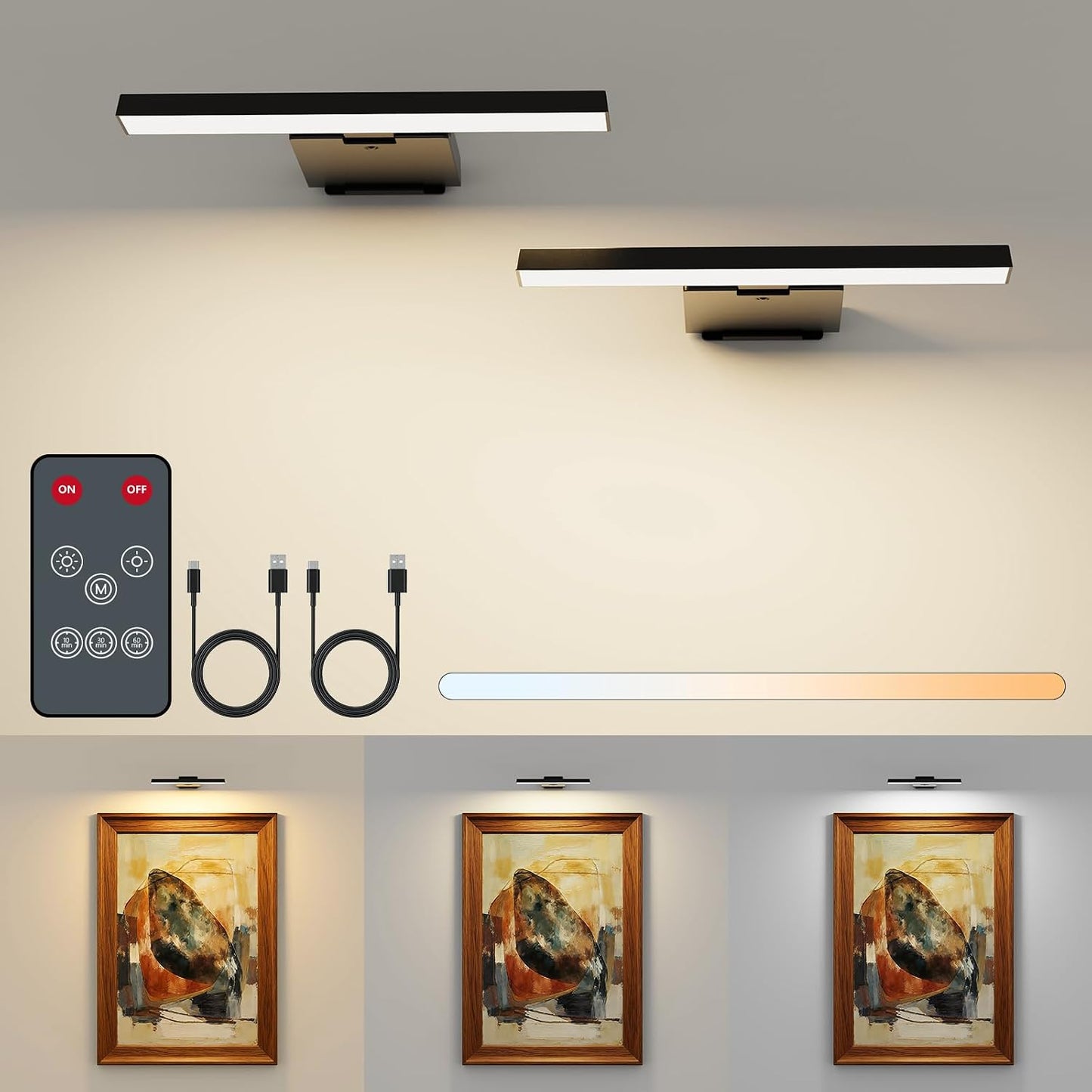 Luces LED arte para pared con control remoto 3 colores negro