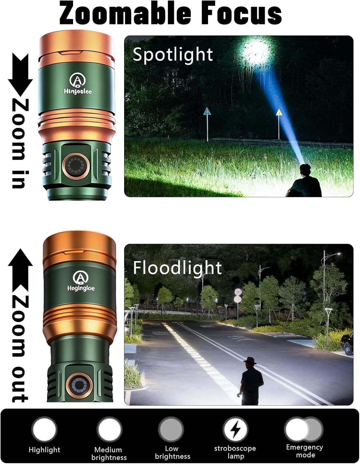 Linterna recargable LED 5000 lúmenes táctica impermeable