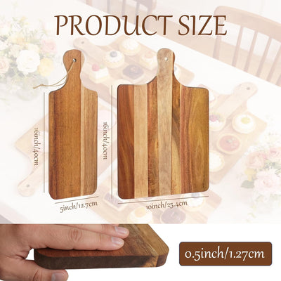 Set 14 Tablas Cortar Madera Asa Bloque Acacia 16x10