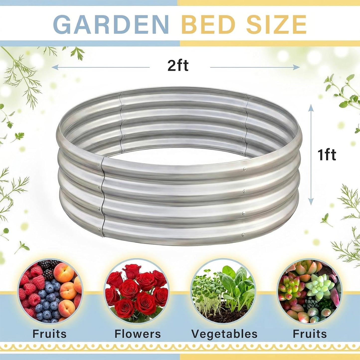 Kit cama jardín elevada galvanizada redonda para verduras