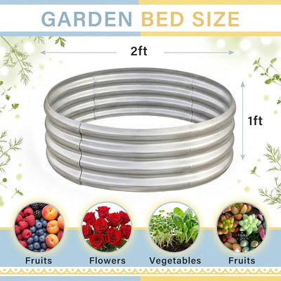 Kit cama jardín elevada galvanizada redonda para verduras