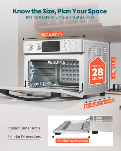 Combo horno 28qt convección 12en1 freidora aire asador pollo