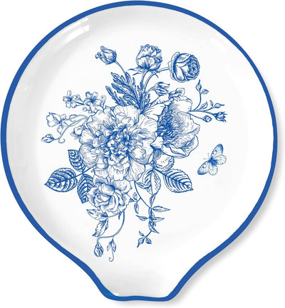 Cuchara de café azul floral cerámica titular para bar estación de café