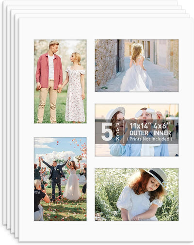 Alfombrillas corte biselado 11x14 para 5 fotos 4x6 blanco