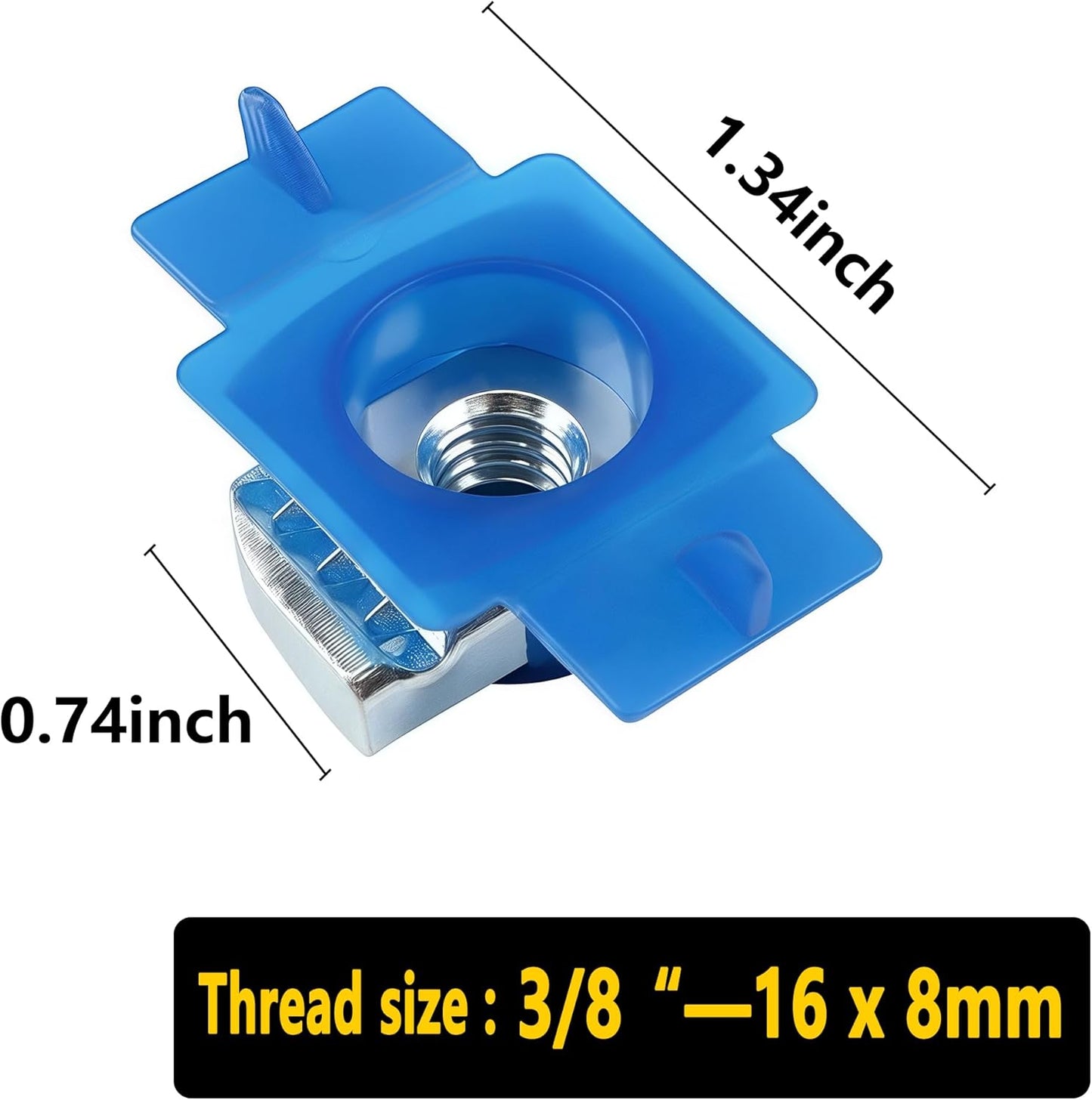 Pack 10 tuercas cónicas nailon 3/8"-16 bloqueo giratorio