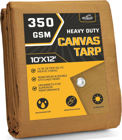 Lona resistente 10x12ft algodón 12oz con ojales inox