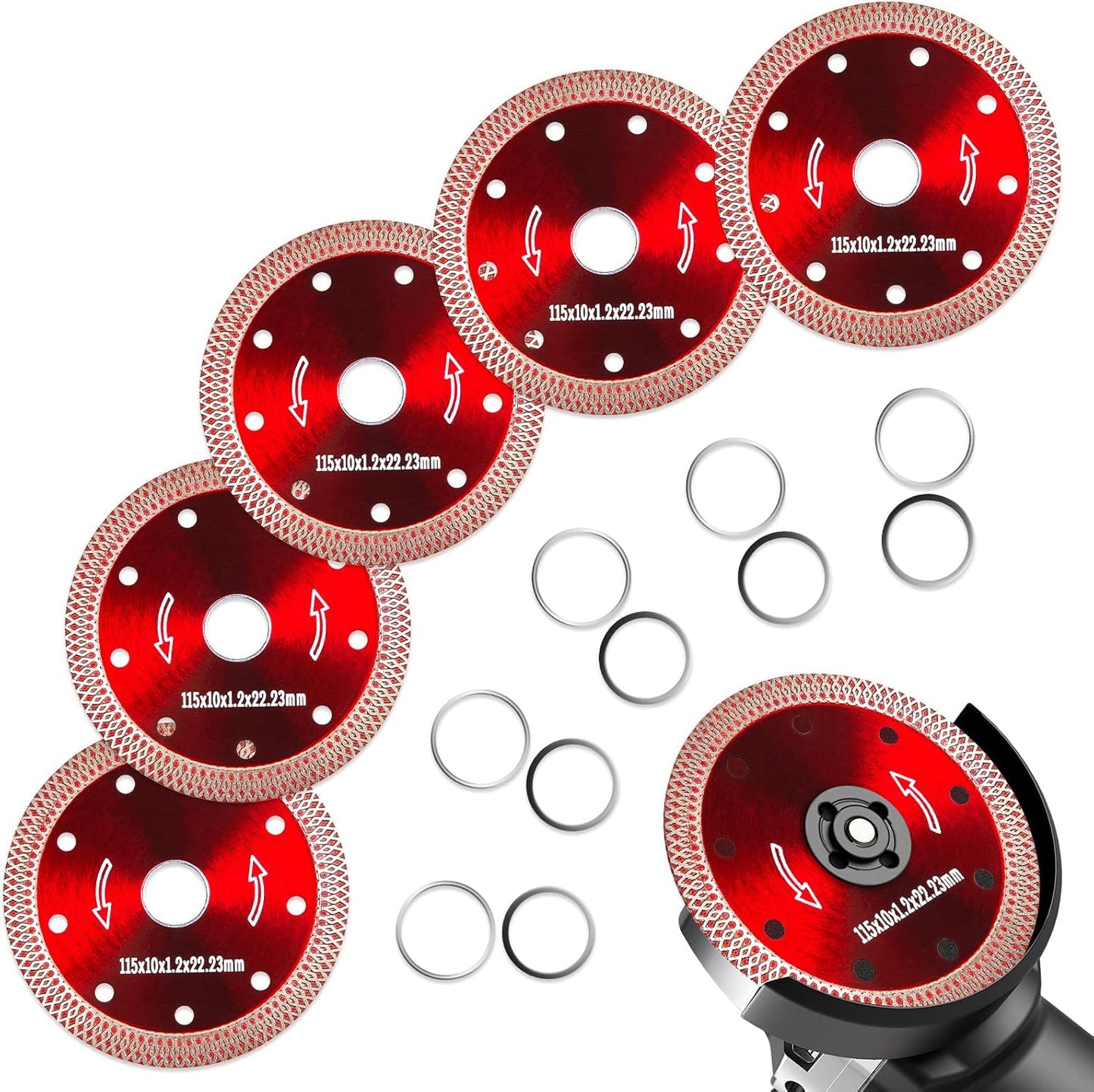 5 Hojas Sierra Diamante para Amoladora 4.5pulg Corte Plano