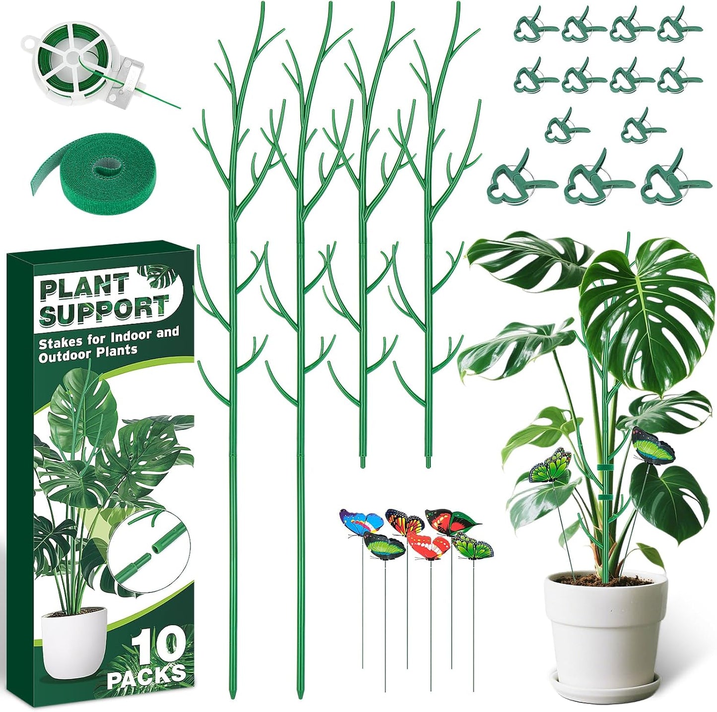 Set 10 estacas apilables soporte plantas 39pulg
