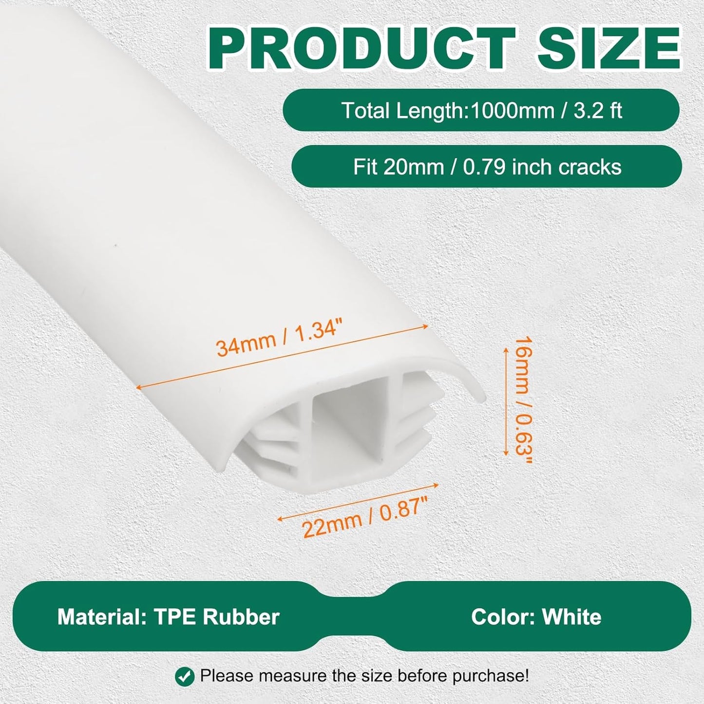 Tira TPE flexible relleno junta concreto 3.2pulg x 7/8pulg