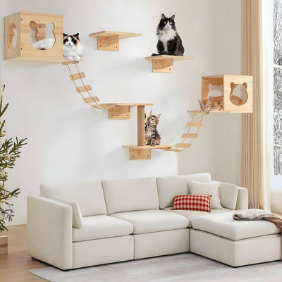 Estantes y perchas para gatos de madera pino escalada