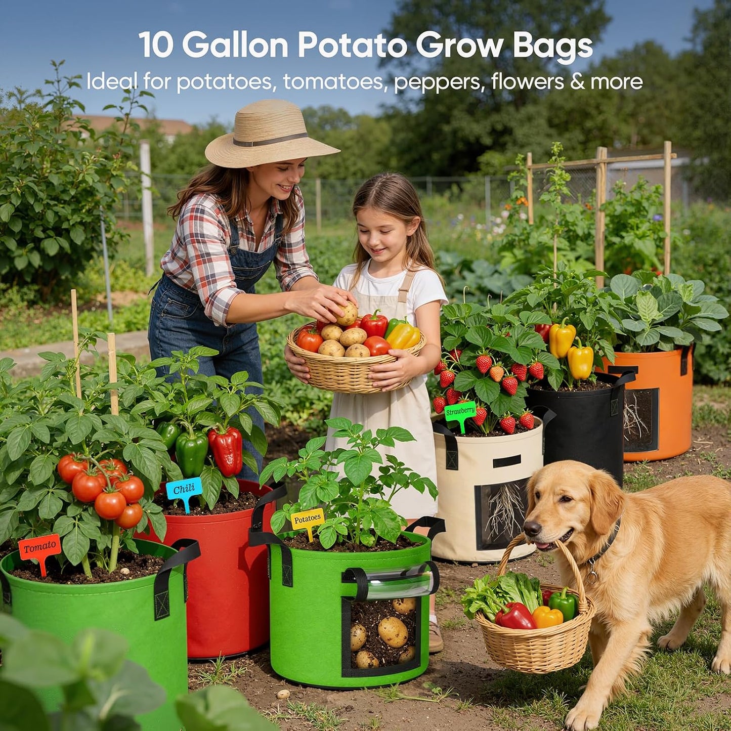 Bolsas cultivo 10gal pack 5 con ventana y asas