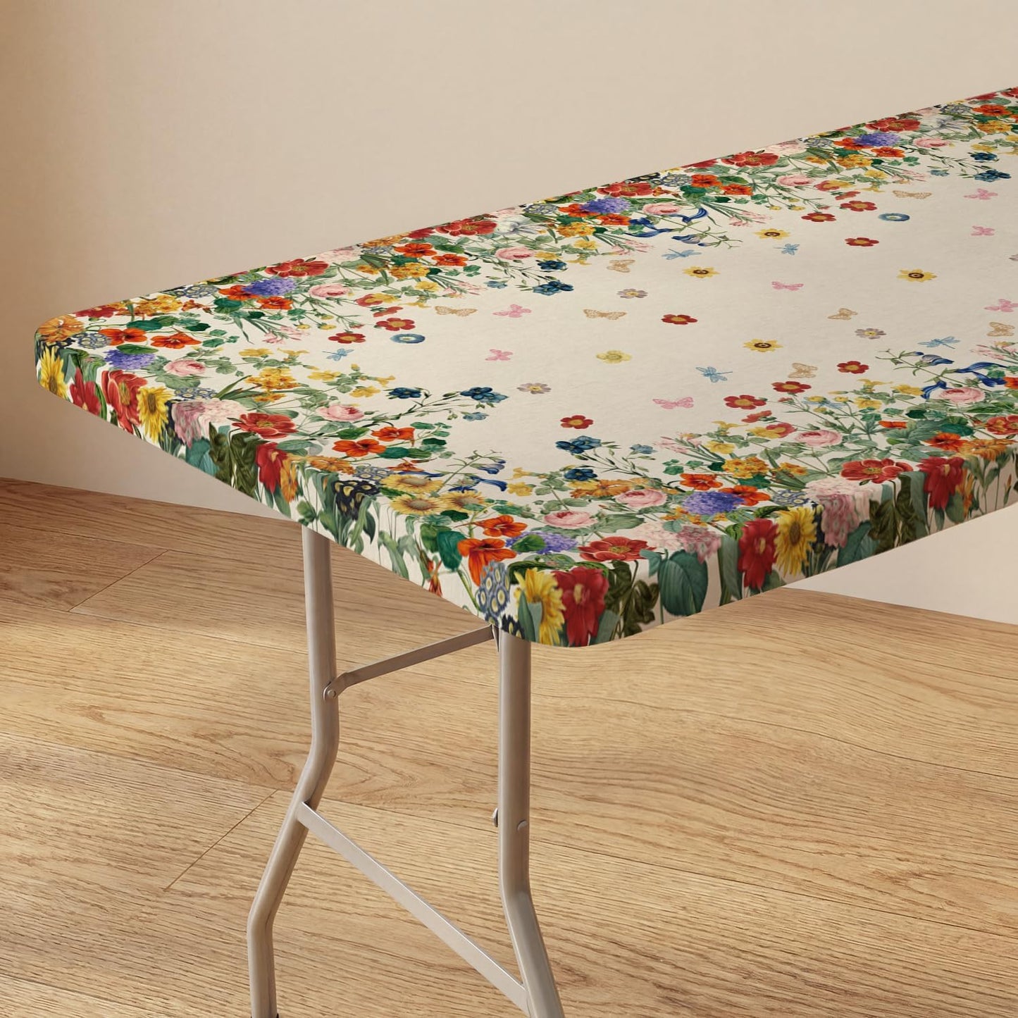 Mantel rectangular de primavera 72 x 30 pulgadas con diseño floral vintage lavable