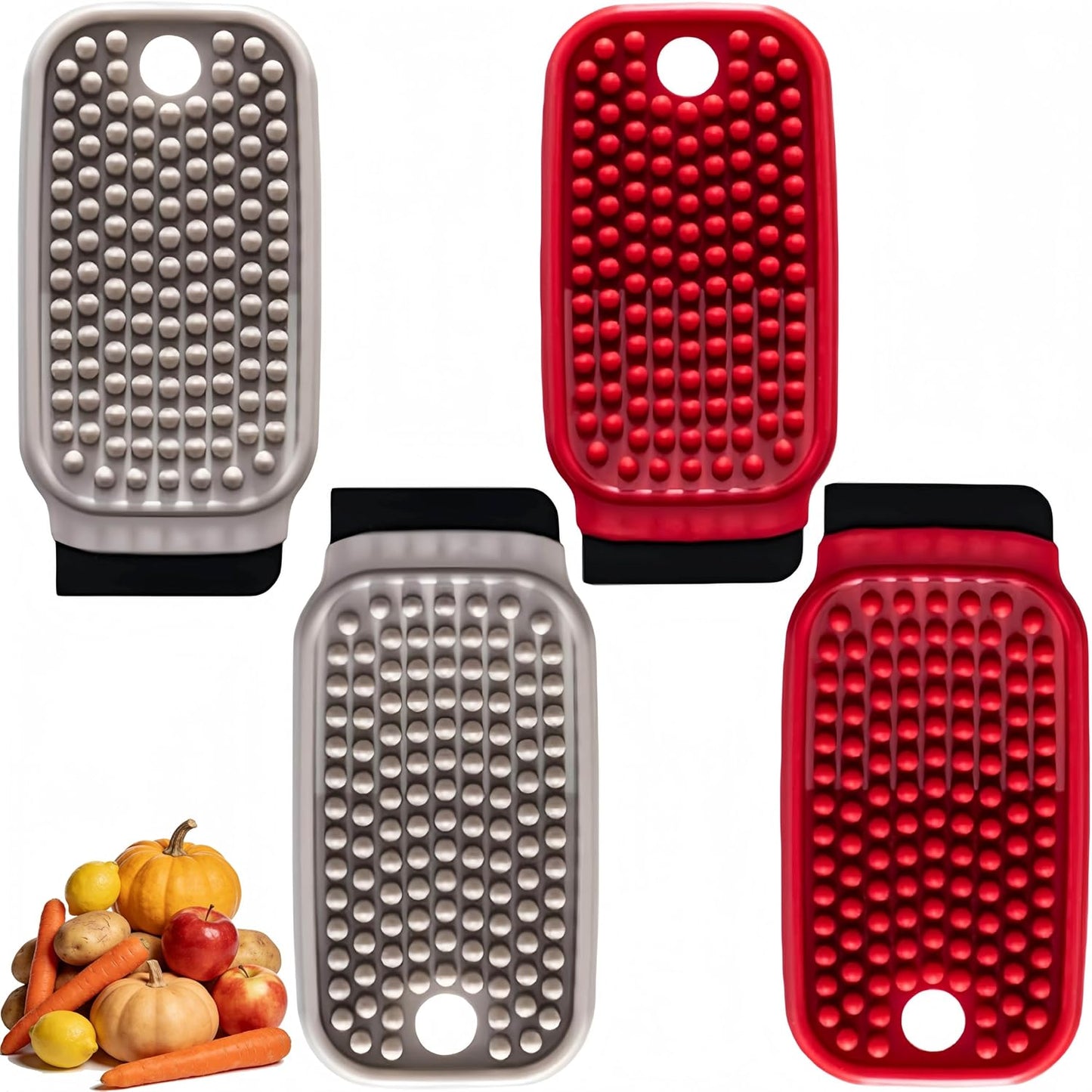 Cepillo limpiador verduras frutas 4 pzas cerdas silicona
