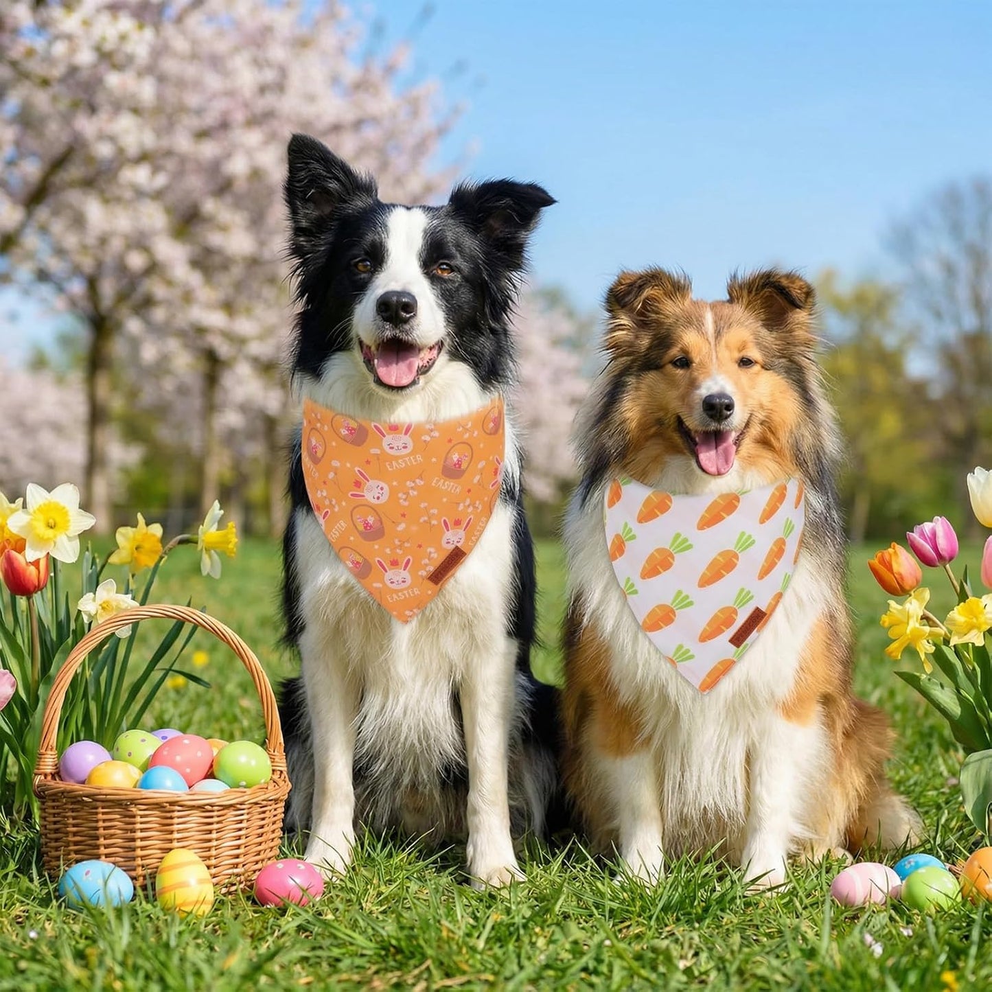 Bandana Pascua perro 2 pzas reversibles amarilla y blanca L