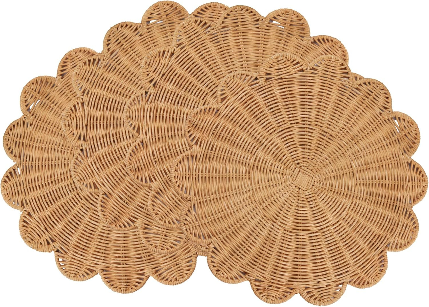 Mantel Rattán Set 4 Diseño Escallop para Comedor