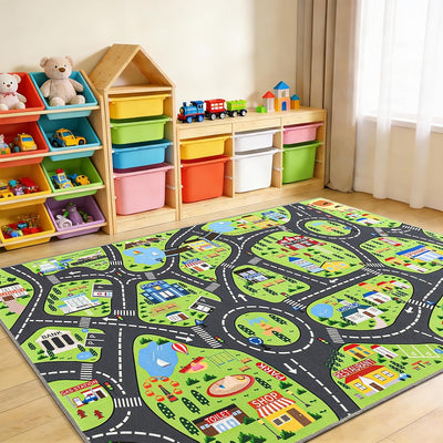 Alfombras juego coche niños 5x7ft mapa urbano antideslizante