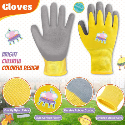 6 Pzas Guantes Jardinería Niños Suaves con Goma