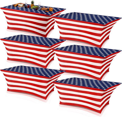 Set 6 manteles elásticos estrellas rojas blancas azules 6ft