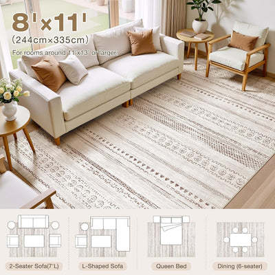 Alfombra lavable 8x11pulg fina antideslizante geométrica moderna