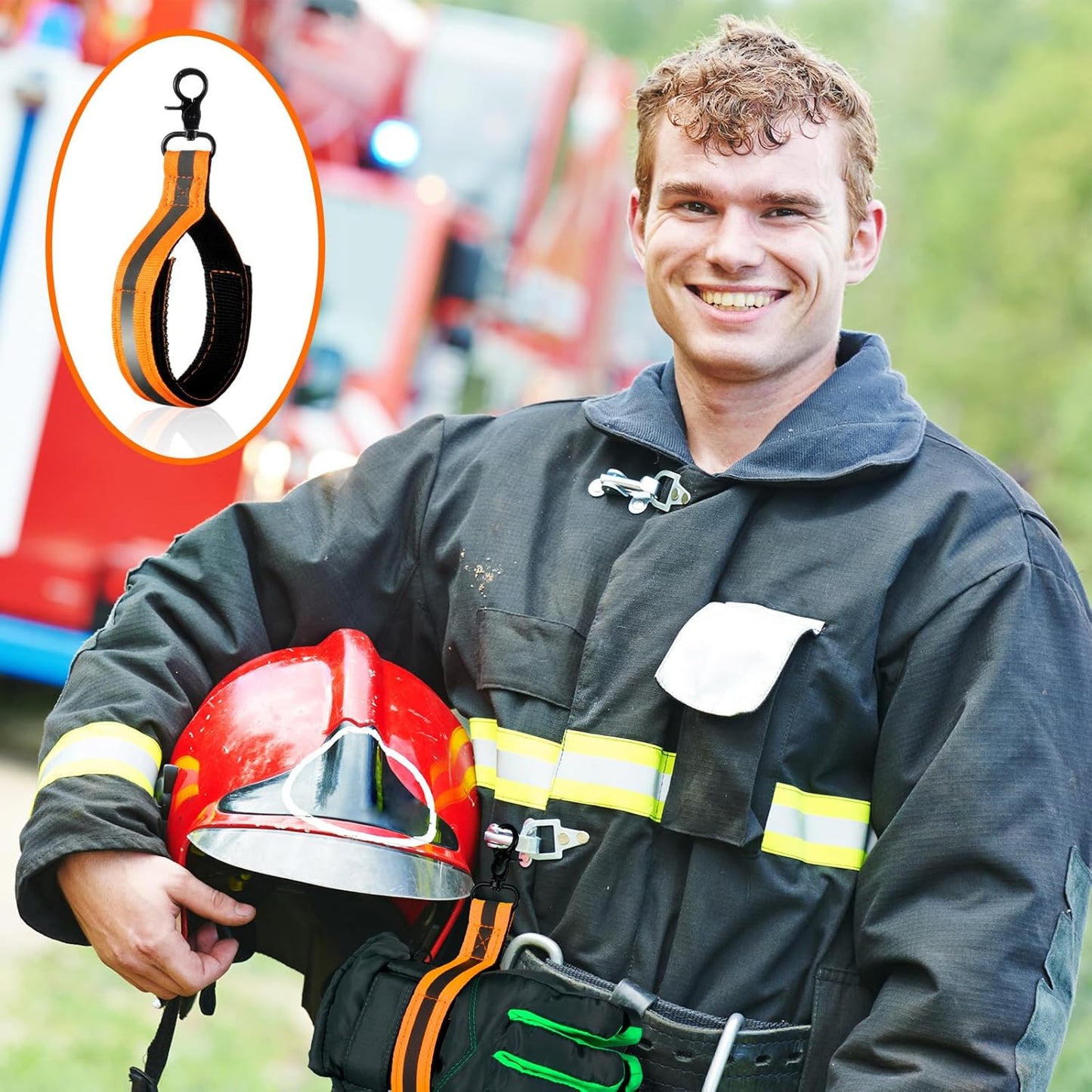 12 Correas Guante Bombero Naranja Reflectantes