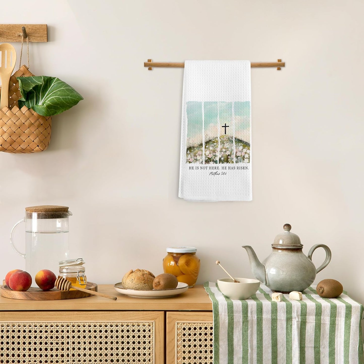 Toallas cocina flores silvestres texto inglés 16x24