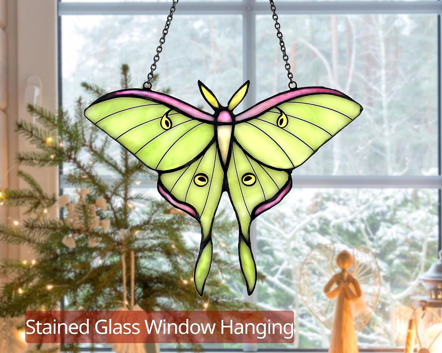 Atrapa luz mariposa verde claro colgante cristal para ventana