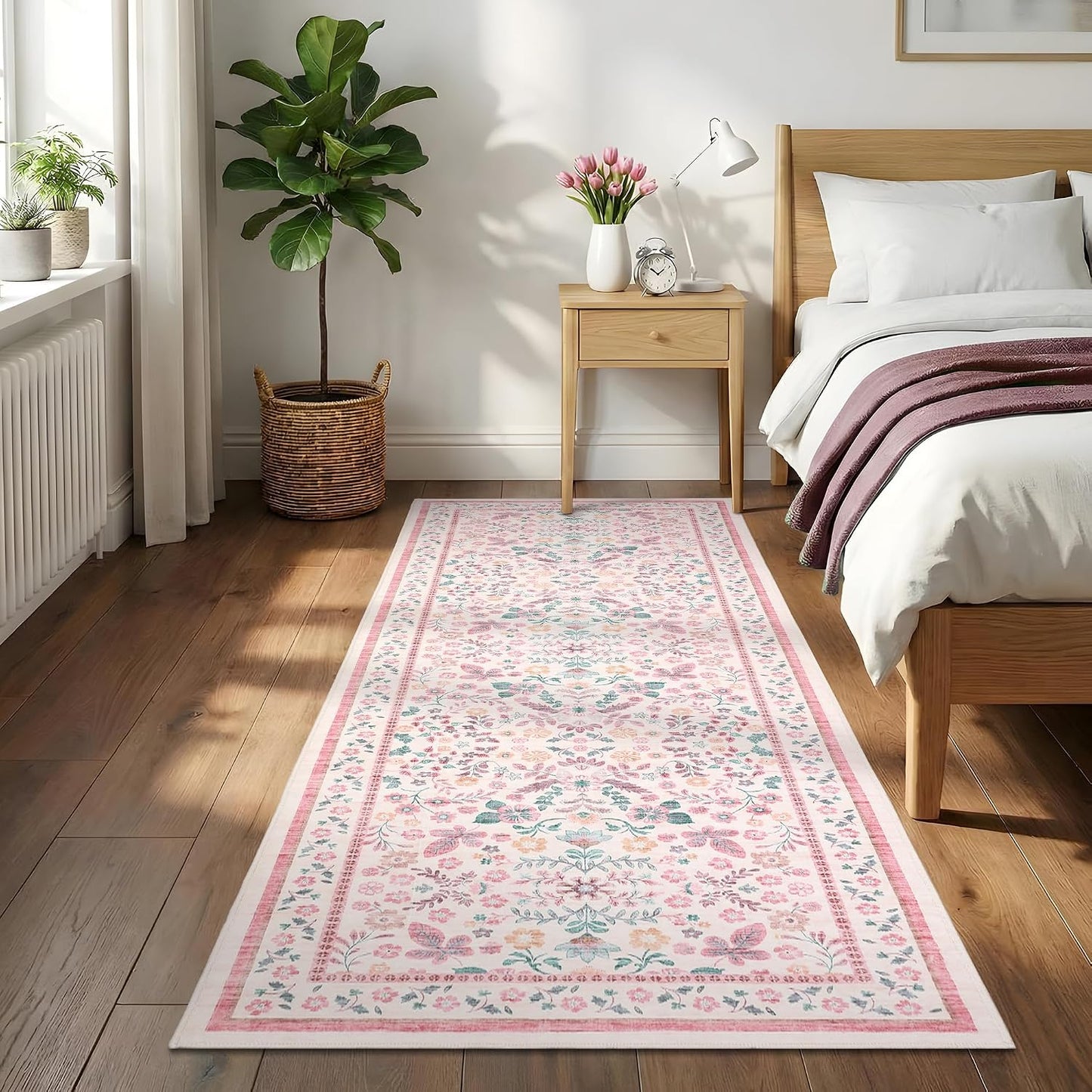 Alfombra pasillo 2x6ft antideslizante suave color rosa