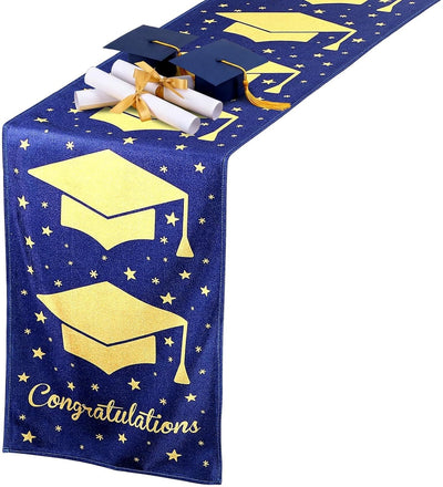 Camino de mesa de graduación de satén azul marino 12 x 108 pulgadas