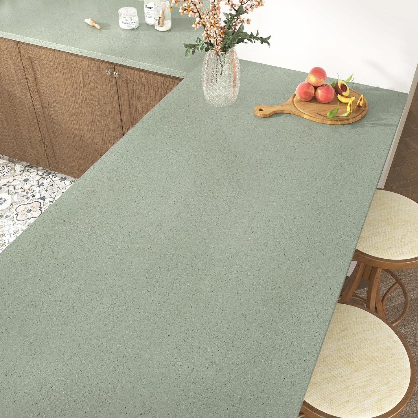 Papel adhesivo granito verde 15.7x118pulg impermeable