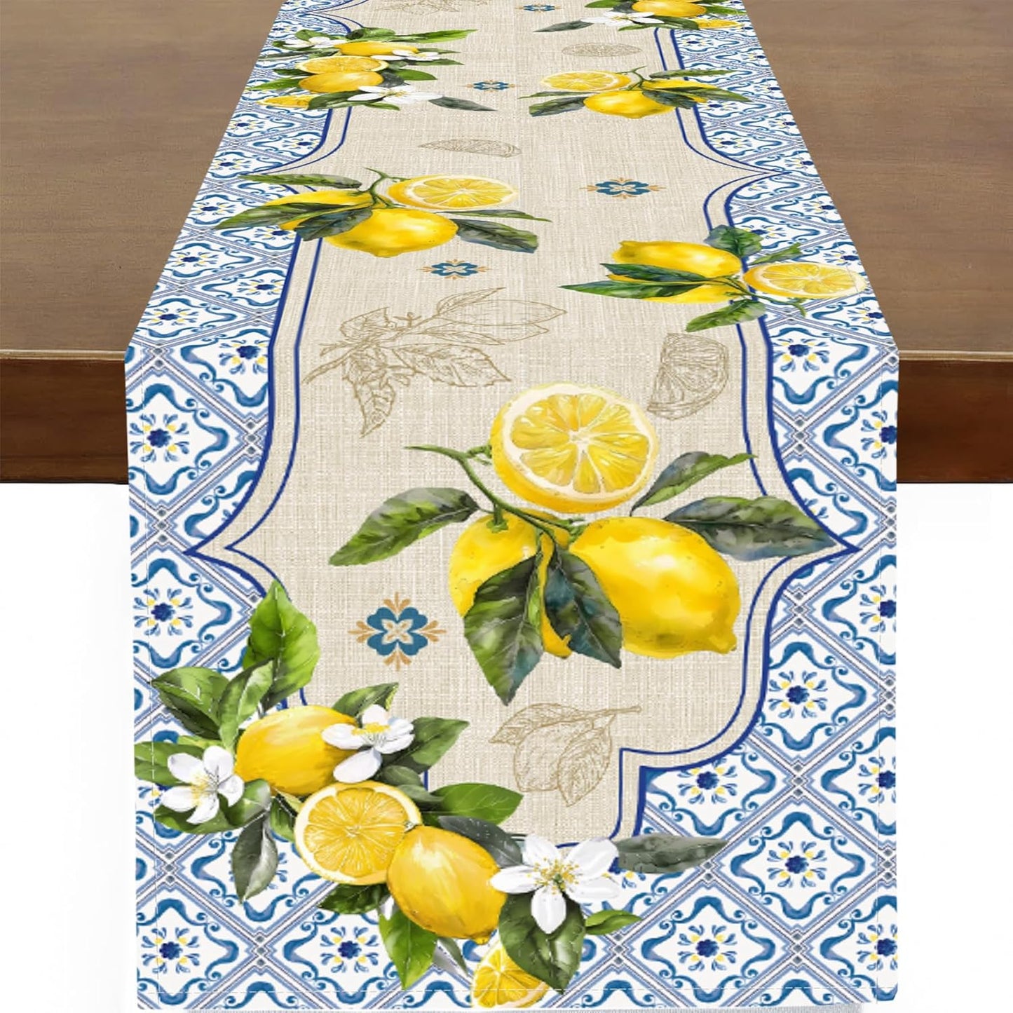 Camino mesa extra largo 13x90pulg azulejos limón decoración
