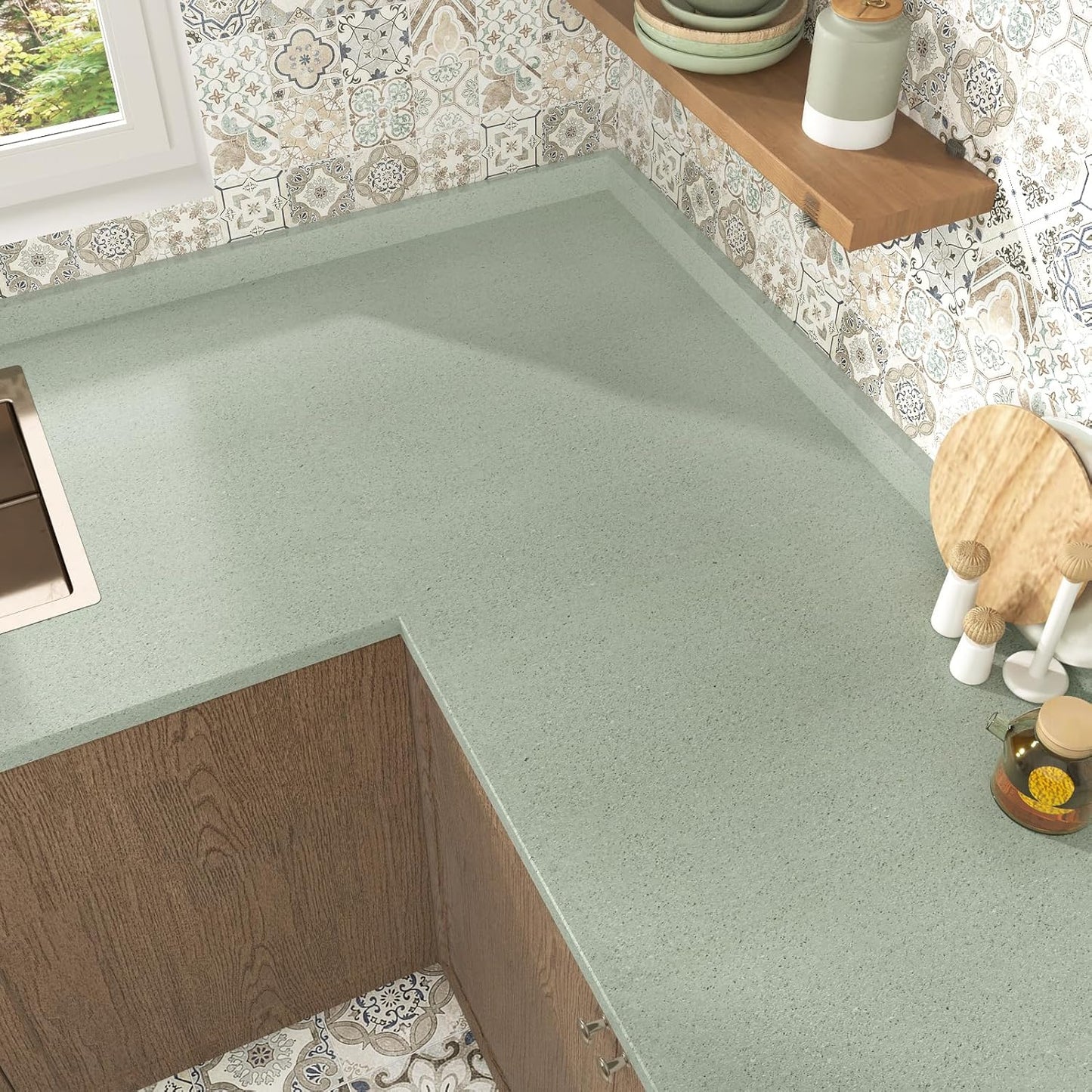 Papel adhesivo granito verde 15.7x118pulg impermeable
