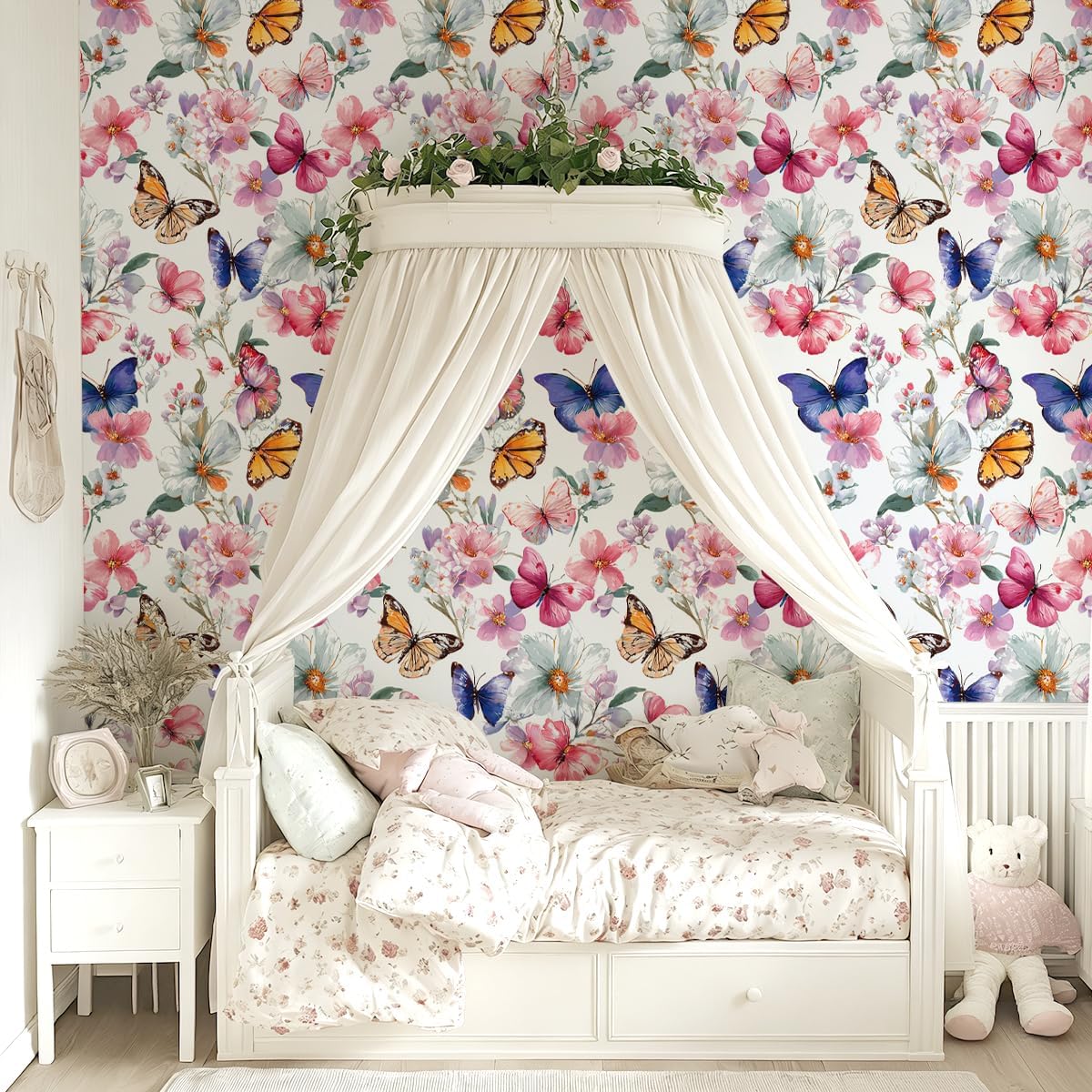 Papel tapiz floral autoadhesivo 16.9x118.1pulg