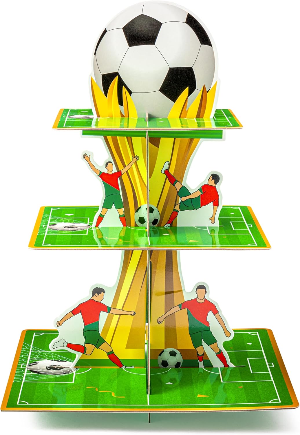 Soporte para cupcakes de fútbol con torre de 3 niveles