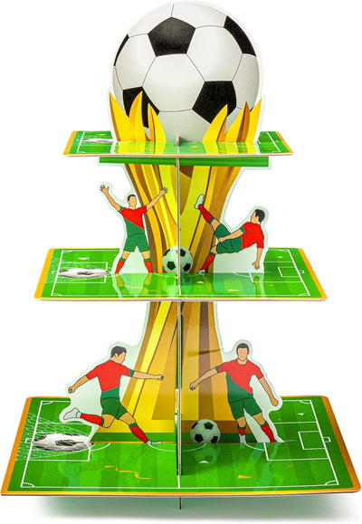 Soporte para cupcakes de fútbol con torre de 3 niveles