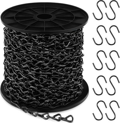 Cadena gato negro 150ft 10 ganchos S acero galvanizado carrete