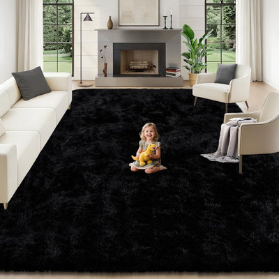 Alfombra 8x10ft suave negra para sala dormitorio