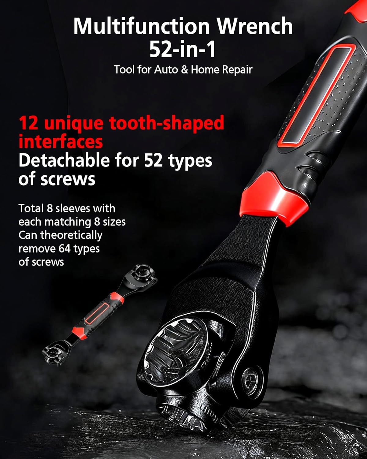 Llave enchufe universal 48en1 flexible con cabezal giratorio