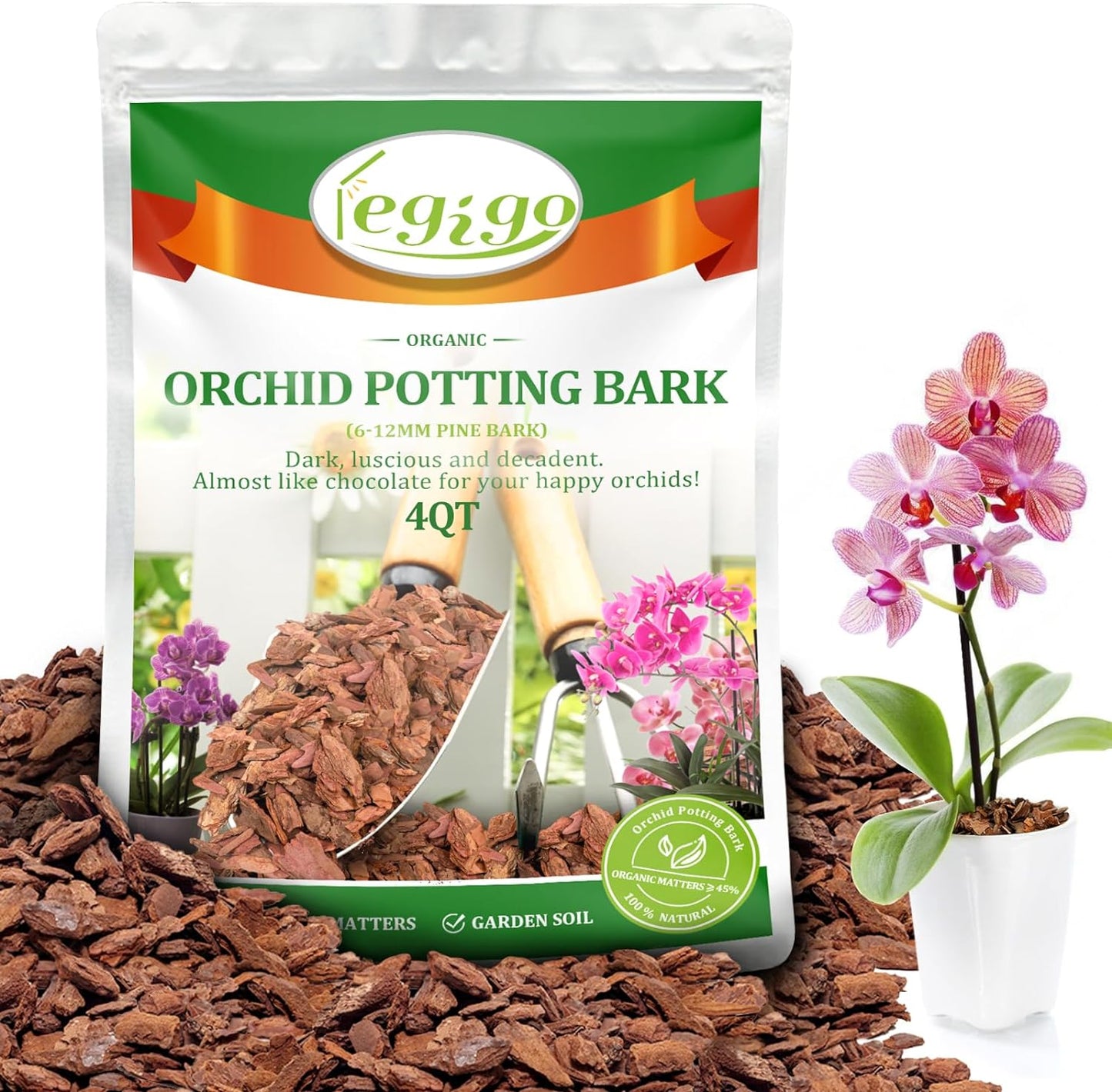 Corteza orgánica para macetas orquídea 4qt desarrollo raíces