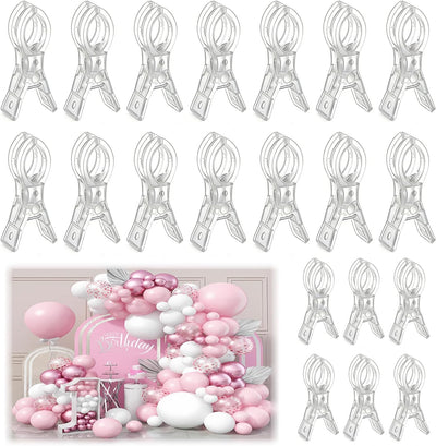 20 Clips Arco Globos Plástico Transparente 3.5pulg Para Decoración